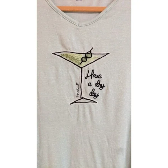 NWT~Women's Life Is Good "Martini" Theme Super Soft & Cozy Sleep Shirt L - Picture 2 of 9